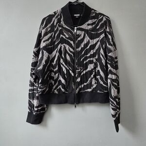 DKNY Black and Gray TIiger Print Women's 100% Silk Jacket